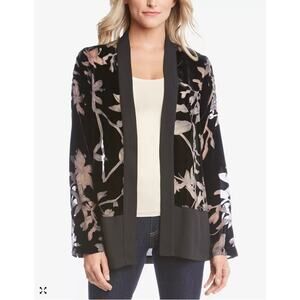 Karen Kane Velvet Burnout Open Cardigan Jacket Black Floral Whimsigoth L